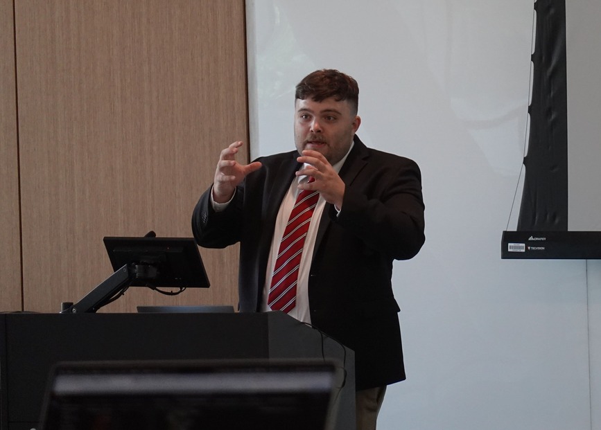 Me at my thesis defense.